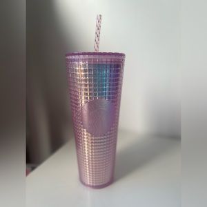 Starbucks 2020 Christmas Holiday PINK Grid Cold Cup (Tumbler) 24 oz Venti